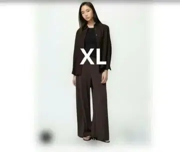 유니클로 크레이프 저지 스트레이트 팬츠 다크 브라운 XL