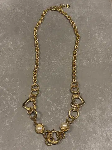 MOSCHINO 모스키노 골드 체인 목걸이 하트 펄