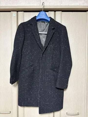 junhashimoto 블랙 슬라브 직조 체스터 코트