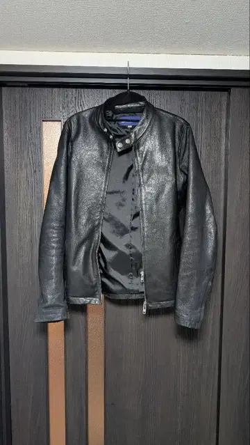 Urban Research 블랙 가죽 싱글 라이더 자켓