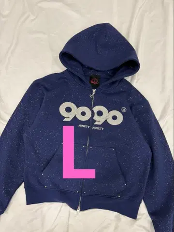 9090 OG Logo Glitter Zip Hoodie L