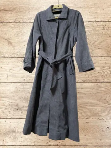 LONDON FOG 그레이 스웨이드 롱 코트