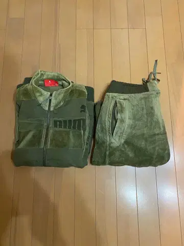 PUMA 올리브 그린 저리 세트 겉옷 M 바지 L