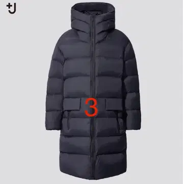 UNIQLO 유니클로+J 라이트 다운 볼륨 롱 후디드 코트 M