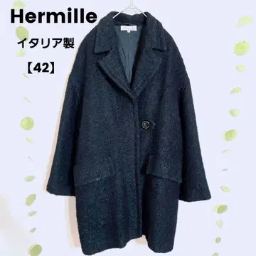 새상품급 Hermille 헬미레 이탈리아제 원버튼 코트 블랙 [ 42 ]