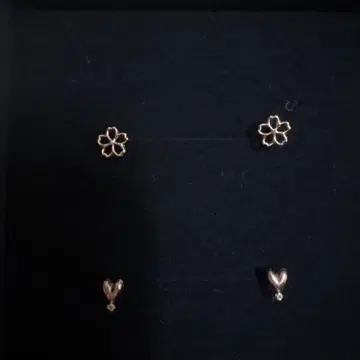 블룸 bloom 사쿠라와 하트 & 극소 다이아 핑크 골드 귀걸이