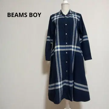BEAMS BOY 빅 타탄 체크 원피스 네이비 프리 사이즈