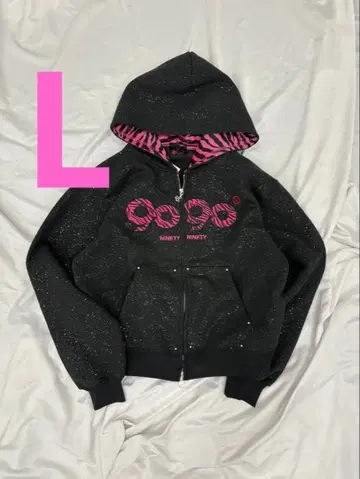 90OG Logo Glitter Zip Hoodie Size L