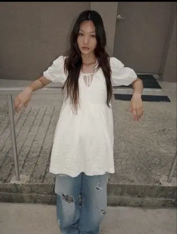 미사용 새상품 ZARA 카라 부착 화이트 미니 원피스 XS