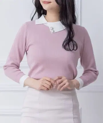 옷깃 비쥬 배색 니트탑