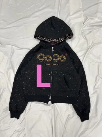 9090 OG Logo Glitter Zip Hoodie L