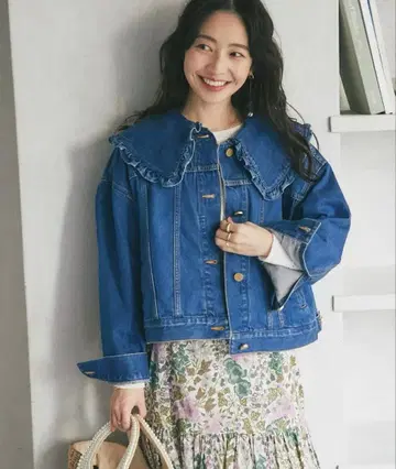 프릴 달린 데님 자켓 라부티크 봉봉