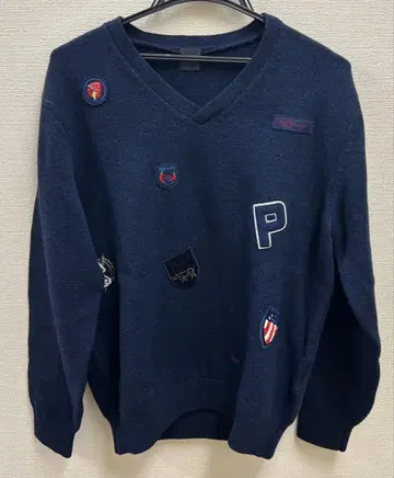 [ 미사용 새상품 ] PAPAS 와펜 V 니트 스웨터