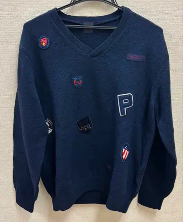 [ 미사용 새상품 ] PAPAS 와펜 V 니트 스웨터