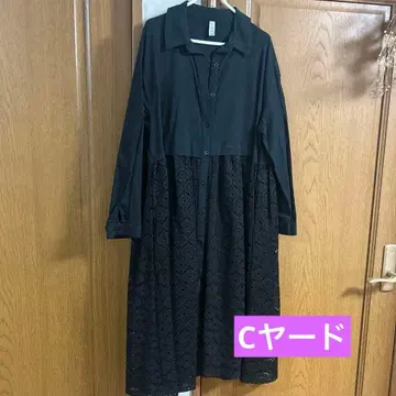 C 야드 블랙 셔츠 원피스 레이스 디자인