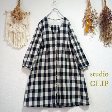 스튜디오 클립 studio CLIP 코튼 체크 원피스 긴팔