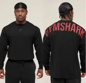 GYMSHARK 블랙 x 빨간색 롱T셔츠 L 사이즈