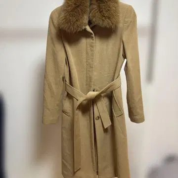 베이지 퍼 롱 코트