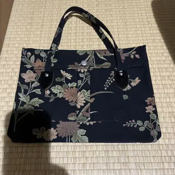 이치자와 신자부로 캔버스 초화 문양 토트백