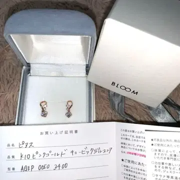 BLOOM 블루 큐빅 지르코니아 핑크 골드 K10 귀걸이