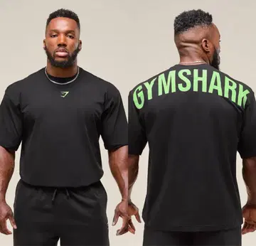 GYMSHARK 블랙 x 형광색 T셔츠 M 사이즈