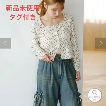 미니 꽃무늬 스퀘어 써멀 가디건 카스타네