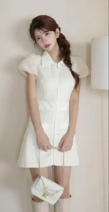 RANDY 2way 카빙 트위드 원피스 화이트 최종 가격 인하