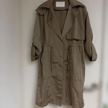 ZARA WOMAN 후드 부착 롱 코트 베이지