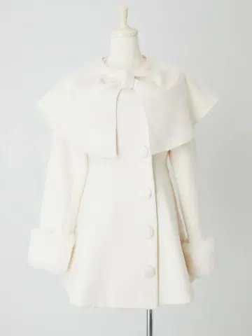 Me roir 리본 케이프 도리 코트 화이트 후리