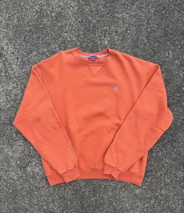 [구제 의류] champion orange sweat 무지 맨투맨 y2k