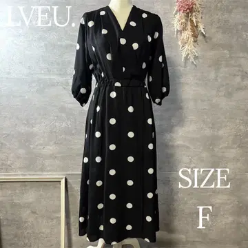 LVEU. 물방울 패턴 카슈쿨 원피스 블랙 프리 사이즈