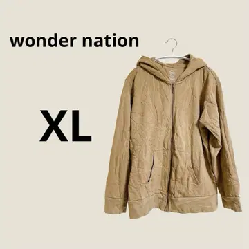 원더 네이션 베이지 풀 집업 후드티 XL