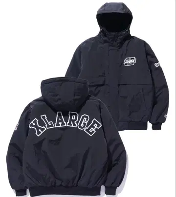 XLARGE 블랙 나일론 자켓 후드 부착