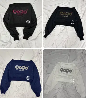 9090 OG 로고 글리터 오프숄더 스웨트