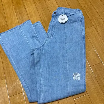 youngersong 여성용 남성용 데님 블루 새상품 로고 M
