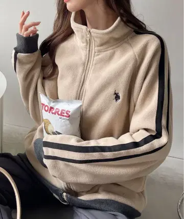 U.S. POLO ASSN. 라인 디자인 플리스 트랙 자켓