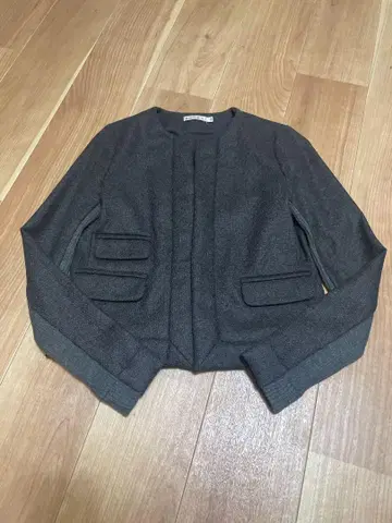 KOOKAI 리브 절개 노카라 자켓 차콜 그레이 36