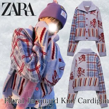 ZARA 자라 꽃무늬 자카드 니트 가디건 새상품급 S