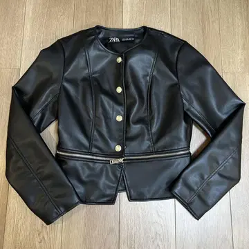 [ 미사용 ] ZARA 지퍼 인조 가죽 자켓 S 사이즈