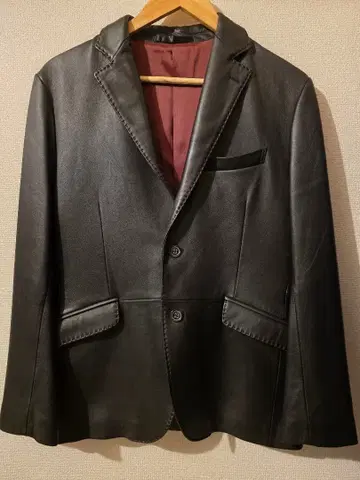 MEN'S BIGI 남성용 비기 가죽 양가죽 테일러드 자켓 미사용 블랙