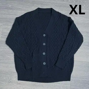 [ 새상품급 ] MUJI 케이블 니트 가디건 블랙 XL