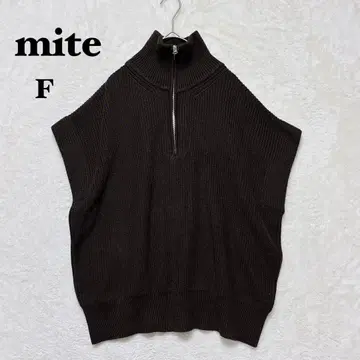 미테 니트 하프 지퍼 하이넥 F 프렌치 슬리브 무지 심플