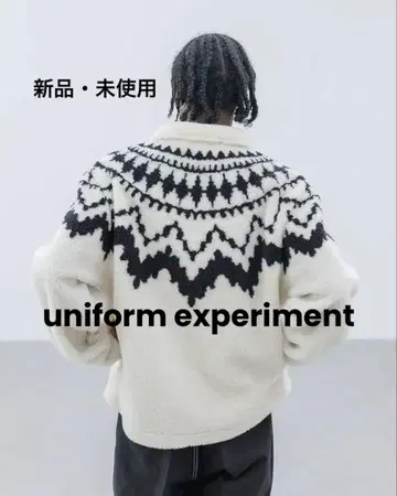 유니폼 익스페리먼트 노르딕 무늬 플리스 자켓