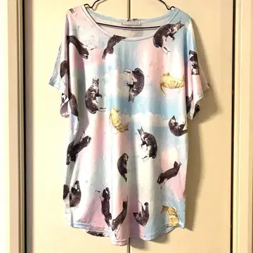 단종 acdc rag 올 패턴 고양이 고양이 CAT 반팔T셔츠