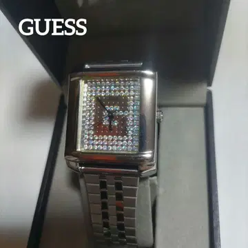 GUESS 게스 남성용 손목시계 실버 큐빅 미사용 새상품/배터리 방전