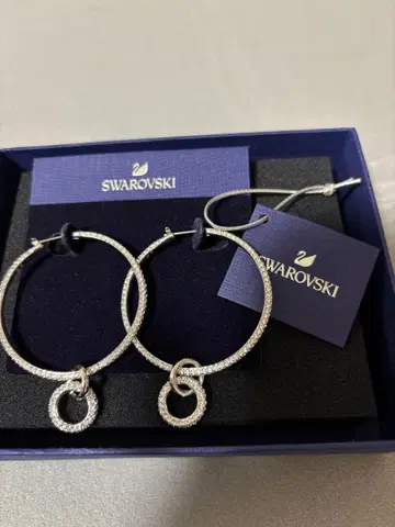 Swarovski 실버 후프 귀걸이 2way