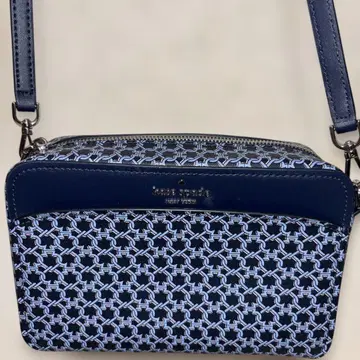 미사용품 kate spade 기하학 패턴 네이비 숄더백