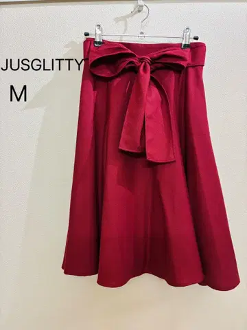 JUSGLITTY 빨간색 플레어 스커트 저스길리티