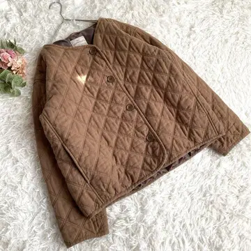 스튜디오 클립 충전솜 퀼팅 노카라 자켓 아우터 브라운