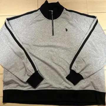 U.S. POLO ASSN. 하프 지퍼 트레이닝복 L 그레이/블랙